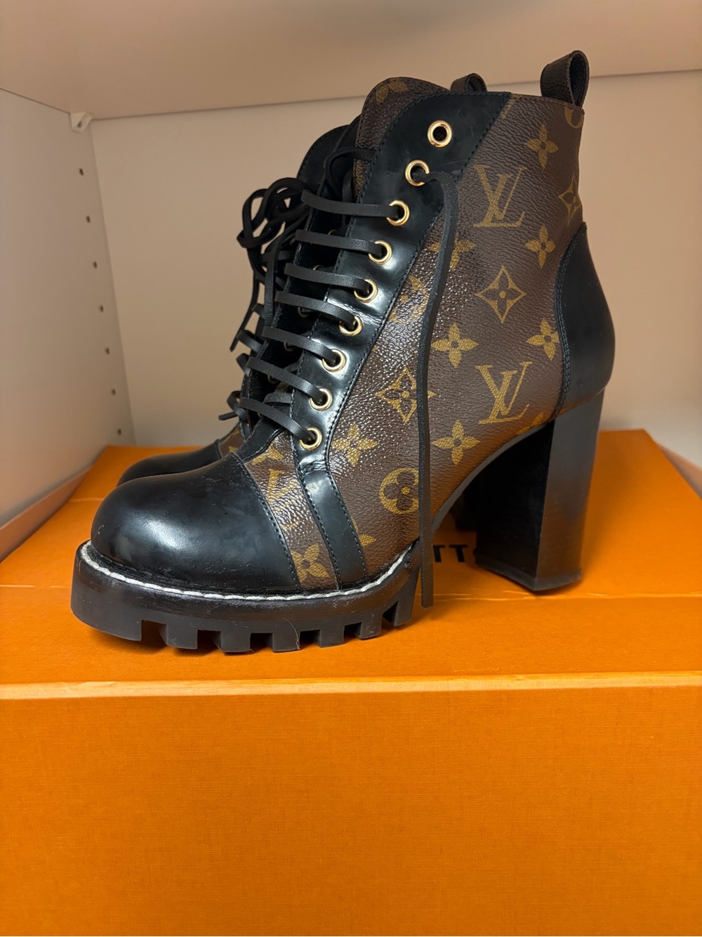 Louis Vuitton Star Trail Monogram Canvas Combat Boots – Size 39.5